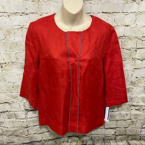 NWT Pendleton Red Linen Woven Lora Tunic Shirt - Picture 2 of 7
